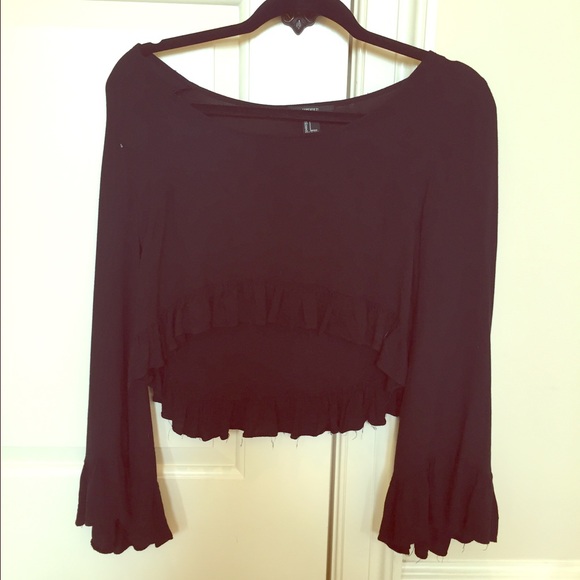 Black Ruffle Crop Top