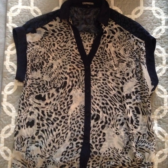 Animal print button up top