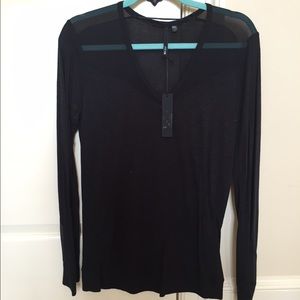 Joe's Black Mesh Long Sleeve Top