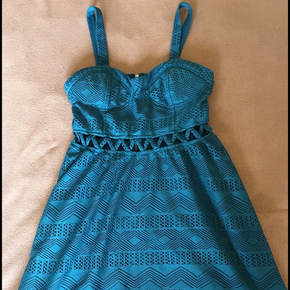 Xs Fit and Flare teal dress