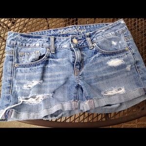 Light wash denim shorts