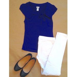 Blue Top with Tie Ribbon