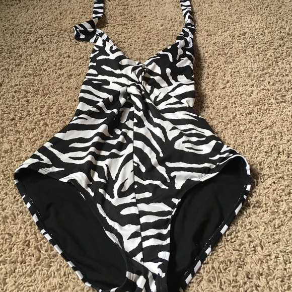 Zebra print one piece swimsuit