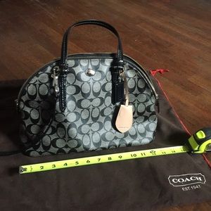 Black/ gray classic signature coach tote