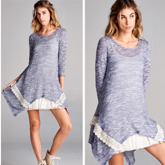 Dresses & Skirts - •lace trim tunic dress•