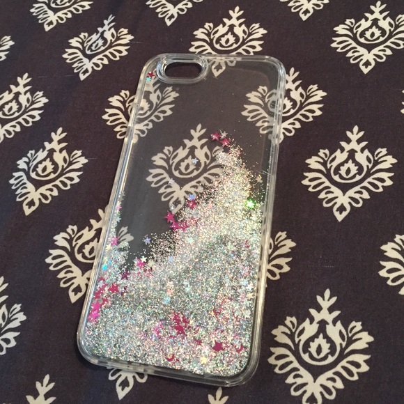 Glitter & Pink Stars Clear Phone Case