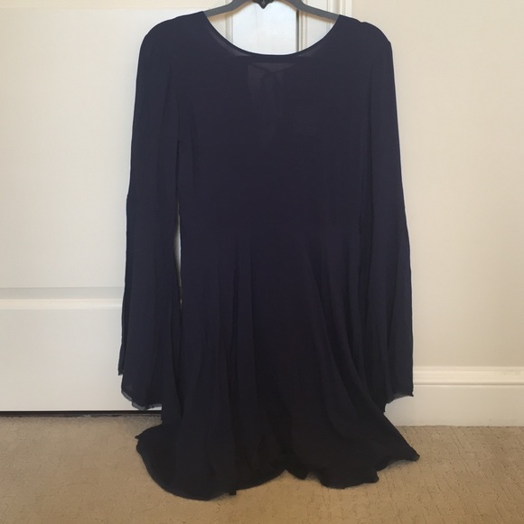 NWT Navy Bell Sleeve Skater Dress