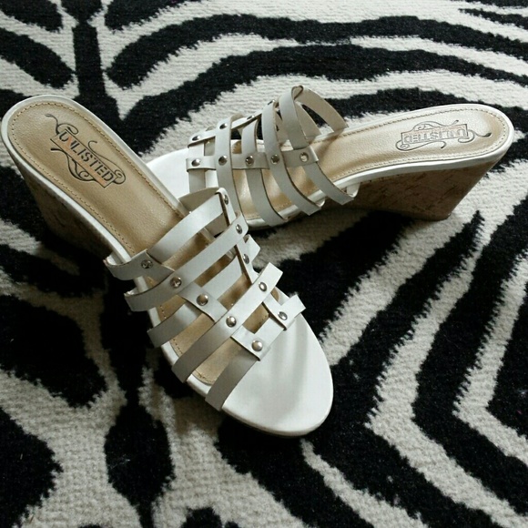 White sandal wedges