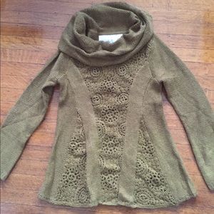 Anthropologie Olive Cowl Neck Sweater Green