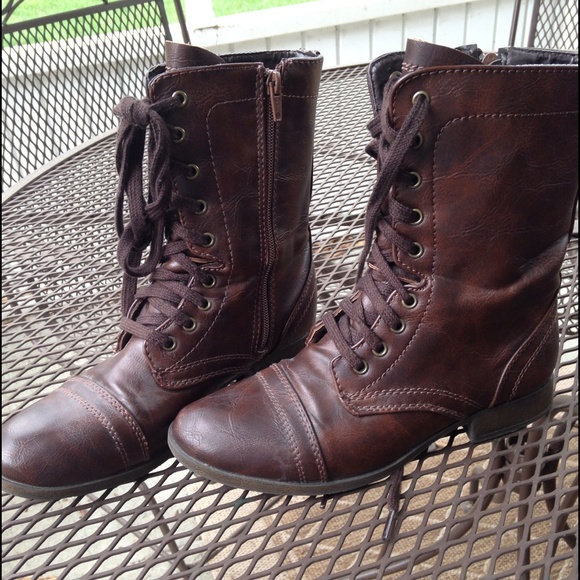 Brown combat boots