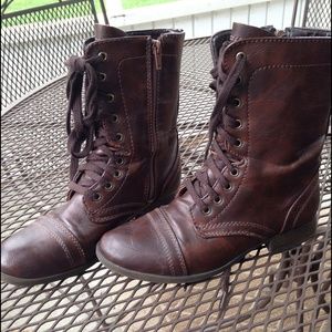 Brown combat boots