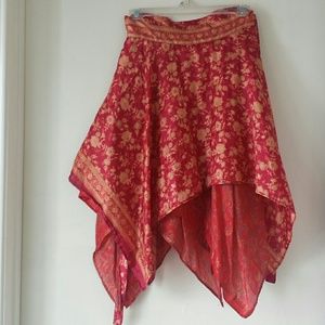 Reversible wrap handkerchief skirt