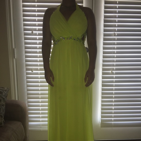 Bright Yellow , Floor Length, Prom Dress
