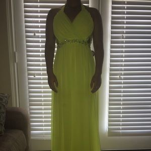 Bright Yellow , Floor Length, Prom Dress