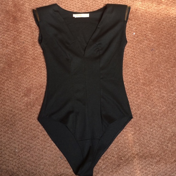Black Deep V bodysuit