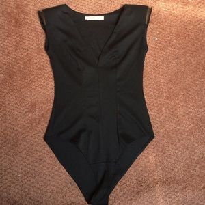 Black Deep V bodysuit