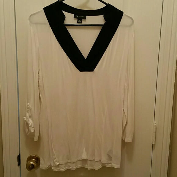 Cream & Black 3/4 sleeve top