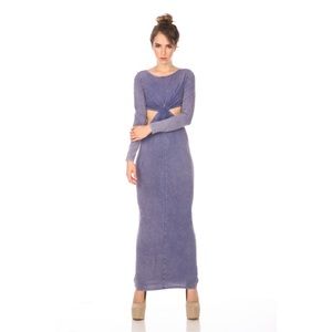 Long sleeve cut-open sides maxi dress