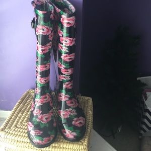 Floral Print Rain Boots
