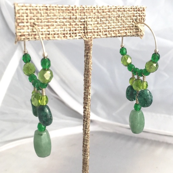 5 for $25 -- Lovely Green beaded hoops