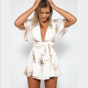 NEW- White floral romper