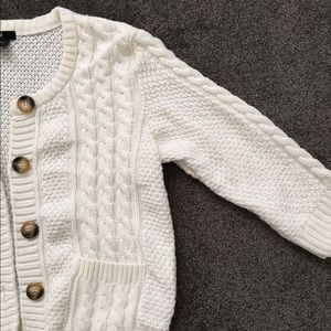 White H&M Cable Knit Sweater Cardigan