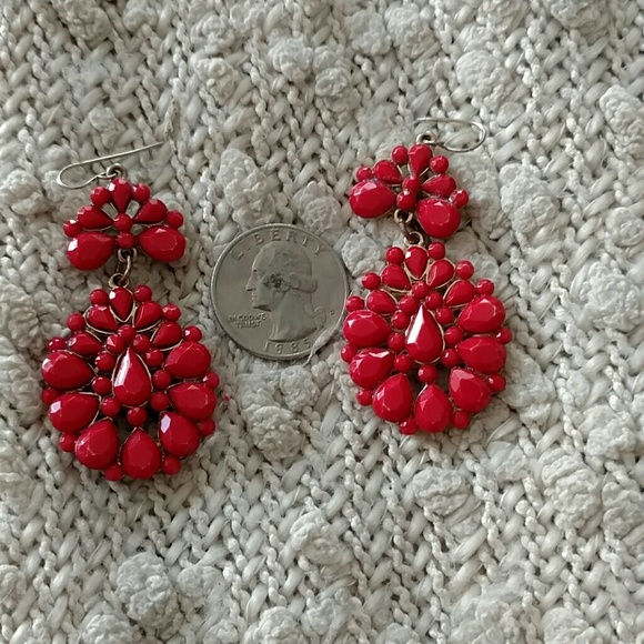 Coral Beaded Statement Earrings - Picture 3 of 4