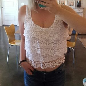 SOLD❤❤❤Olsenboye Lace Crochet Layered Crop Top