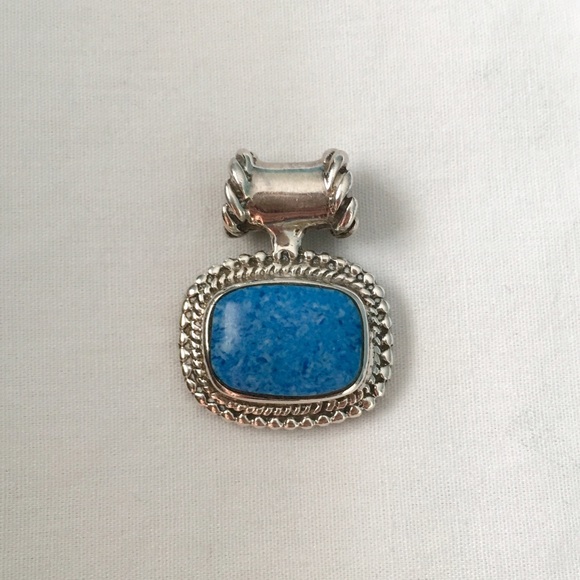 Vintage Mexico Blue Stone Sterling Silver Pendant - Picture 3 of 4