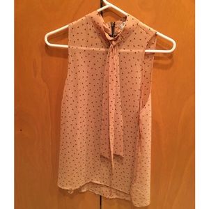 Light creamy pink tank top blouse with zipper