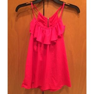 NEW Hot pink ruffley tank top with zipper