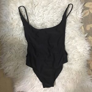 High Waisted Black One Piece Swimsuit