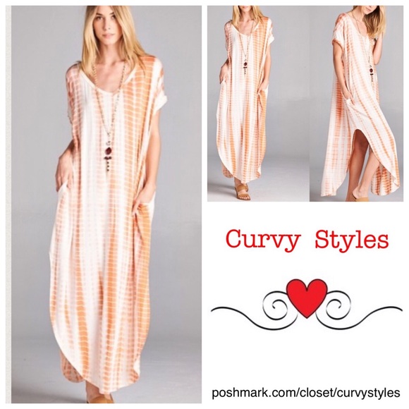 Dresses & Skirts - Tie Dye Maxi Dress Size Large Slouchy Pockets Sz L