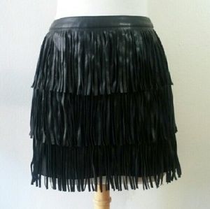 Pleather fringe skirt