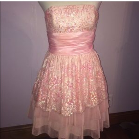 Barbie Pink sequin party dress with ruffles