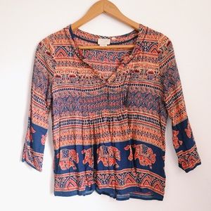 Ancient Elephant Tapestry Blouse