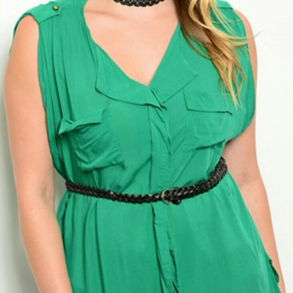 'Emerald Isle' PLUS SZ Kelly Green Top - Picture 3 of 4