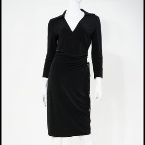 Laundry Shelli Segal Black 3/4 Sleeve Wrap Dress.