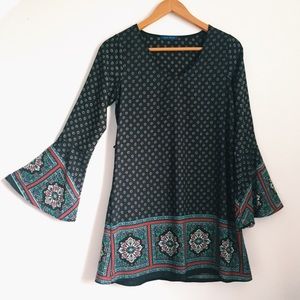 Paisley Bell Sleeve Midi Dress