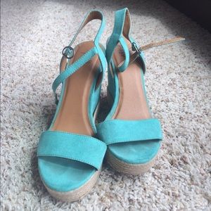 Teal sandal wedges