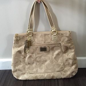 Coach Poppy Metallic Gold Signature Glam Tote