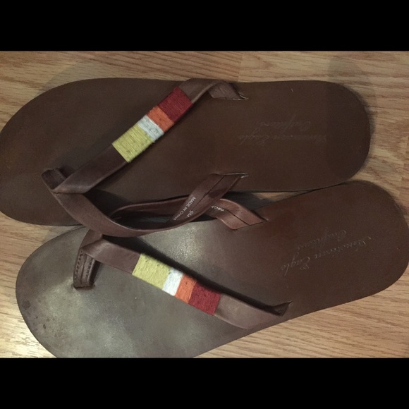 American Eagle leather flip flops