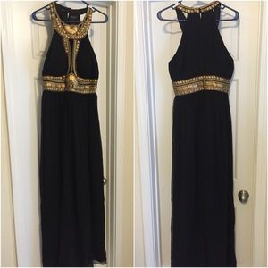 Black and Golf "Egyption Goddess" style Dress