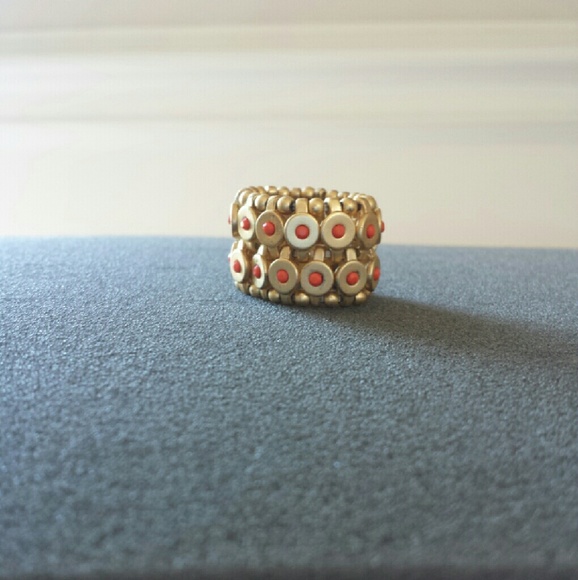 Gold & coral stretch ring