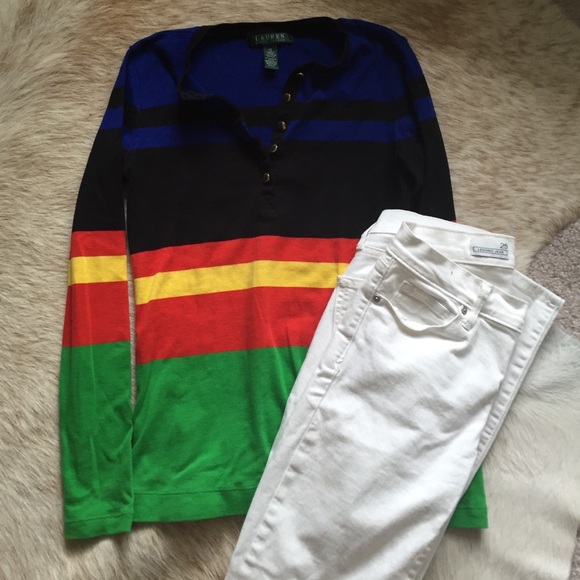 TRADED Ralph Lauren color block long sleeved top - Picture 3 of 3