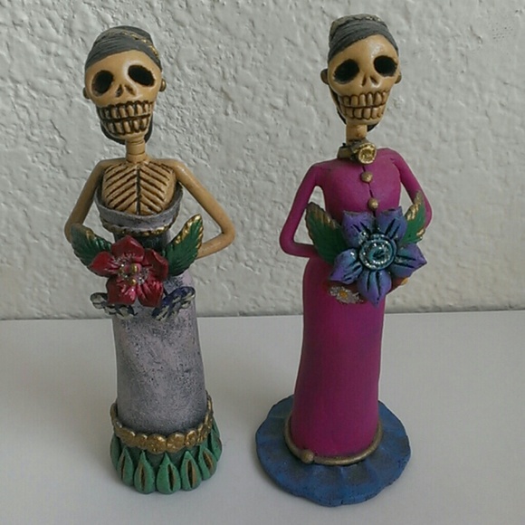 Dia de los muertos hand crafted ceramic dolls
