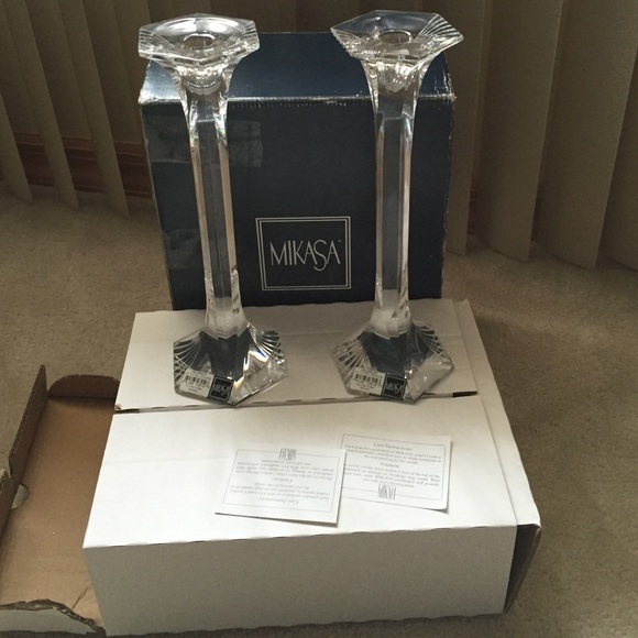 Helmsley full lead crystal candlesticks by Mikasa