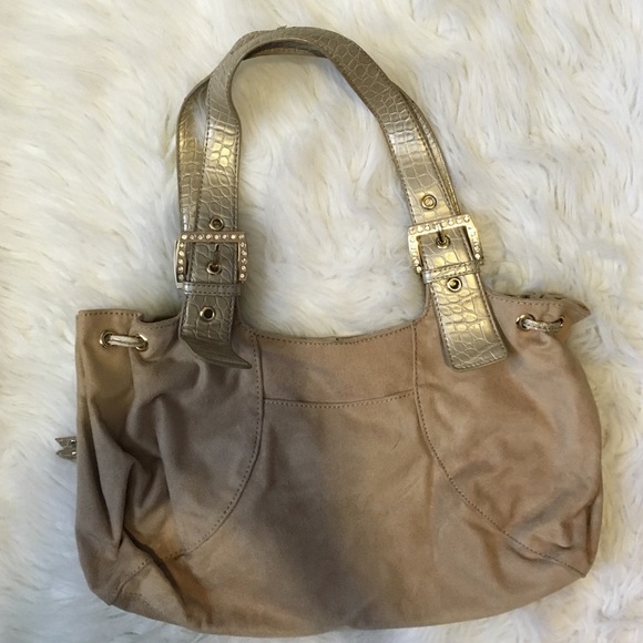 Tan Suede & Faux Croc Leather Hobo - Picture 3 of 4