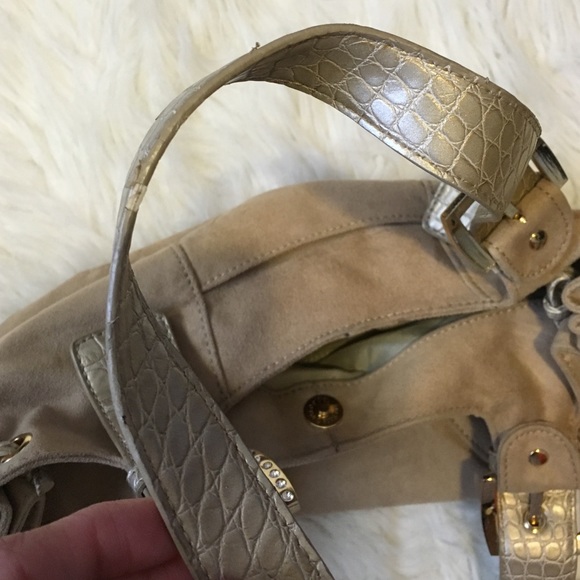 Tan Suede & Faux Croc Leather Hobo - Picture 4 of 4