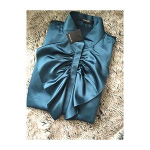 Tahari teal Kellen Blouse - new with tag!